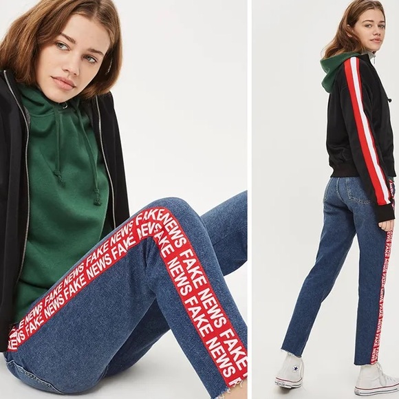 Topshop Fake News Jeans 26 - Picture 1 of 4